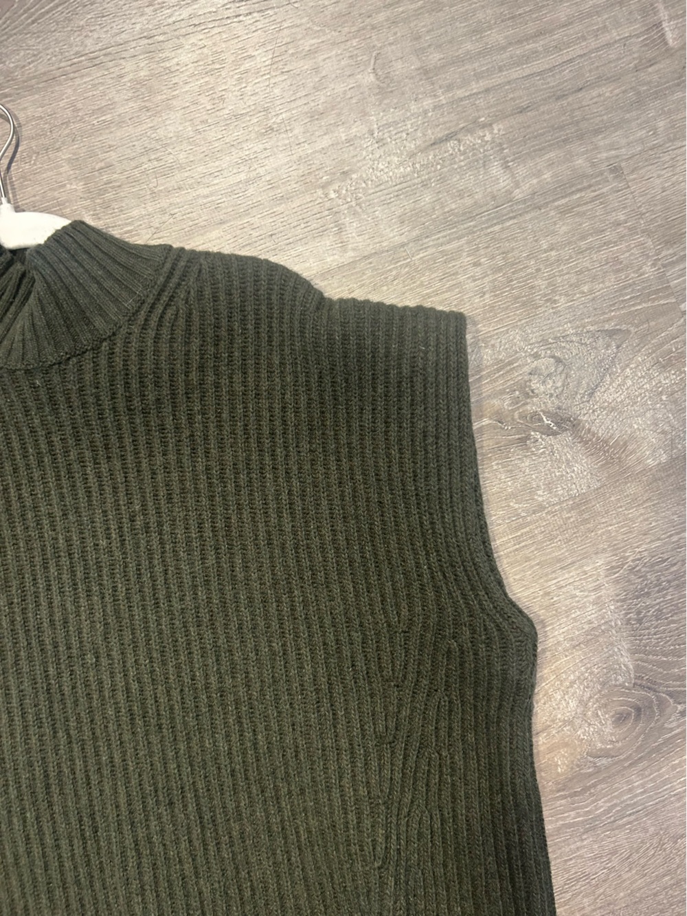 Ganni Recycled Ribbed Knit Vest Green Oversized Pullover Size L - Picture 3 of 10